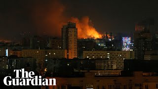 Explosions and gunfire across Kyiv during Russian night assault [upl. by Yhprum134]