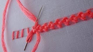 basic hand embroidery Raised Chain Stitch Band [upl. by Ynatsed]