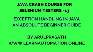 Java Crash course  13  Exception handling in Java  Tamil  Java for Automation [upl. by Duma]