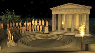 Samothrace Reconstruction Propylon to Theatral Circle Night [upl. by Yelsna27]