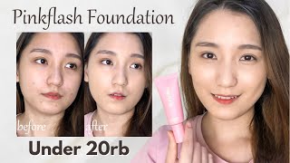 REVIEW PINKFLASH LASTING MATTE FOUNDATION SHADE WARM BEIGE 3 [upl. by Salot930]