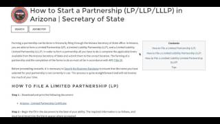 How to Start a Partnership LPLLPLLLP in Arizona  Secretary of State [upl. by Free497]