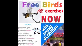 Free BirdsClass 8 English All Exercises with Nepali definition [upl. by Eciralc]