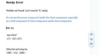 Module not found Can not resolve fs nextjs using server component inside child component [upl. by Anaiek398]