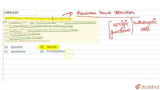 Read the given statements regarding a cell organelle i It contains water sap excretory prod [upl. by Babbie]