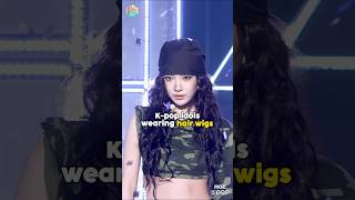 Kpop idols wearing hair wigs extensions kpop aespa shorts fyp [upl. by Seek]