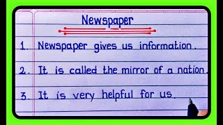 10 Lines On Newspaper  Essay On Newspaper In English writing [upl. by Sotsirhc8]