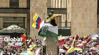 Colombia protests Thousands march against President Petros reforms [upl. by Tfat]