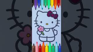 Come Colorare Hello Kitty  Tutorial per Bambini  Disegni da colorare [upl. by Eisteb]