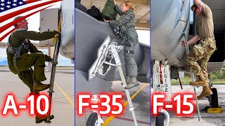 Amazing Retractable Ladder Mechanisms Boarding US Fighters amp Attack Aircraft [upl. by Eidlog]