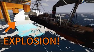 Ship hits oil rig and sinks Stormworks [upl. by Ialokin]