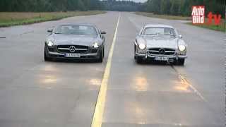 Mercedes 300 SL gegen SLS AMG  Duell der Flügeltürer [upl. by Lourdes]