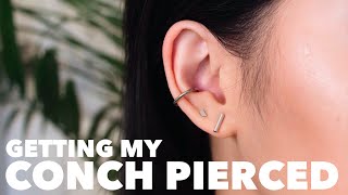 GETTING MY CONCH PIERCED Vlog  AftercarePain [upl. by Earleen271]