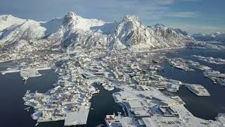 Travel Lofoten Islands 4K Svolvaer to Reine Mavic Pro drone aerial winter wonderland hamnoy reine [upl. by Satsoc]