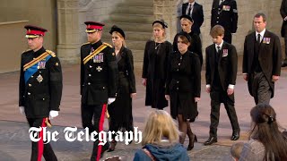 In full Queen Elizabeth IIs grandchildren stand vigil at her coffin [upl. by Aes]