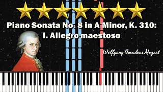 Mozarts Piano Sonata No 8 in A Minor K310 I Allegro maestoso Synthesia MIDI Tutorial [upl. by Blackington]