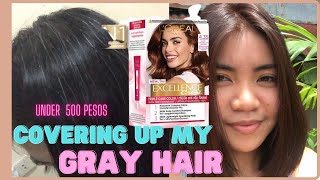 COVERING UP MY GRAY HAIR  LORÉAL EXCELLENCE CREME REVIEW  LOW BUDGET HAIR DYE  Toni Santos [upl. by Stryker]