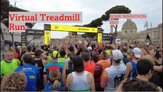 Virtual Treadmill Run  62 min  Rome Marathon 2023  Inside the race [upl. by Sarilda857]