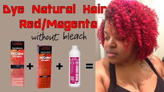 Dye Natural Hair Red or Magenta without Bleach using LOreal HiColor Hilights in Red amp Magenta [upl. by Girardo523]