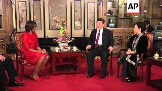 US First Lady Michelle Obama meets Chinese President Xi Jinping and his wife Peng Liyuan [upl. by Esinnej878]