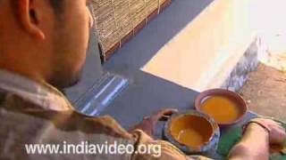 Making of Yellow Colour Mural Painting Kerala [upl. by Adelaide189]