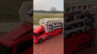 Diecast Ejector Container Truck with 6 Alloy Cars  Pull Back Catapult Taxi Race amp Storage [upl. by Llenahs]