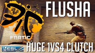 CSGO  flusha INSANE 1vs4 AWP EMS One Katowice 2014 [upl. by Esirehs891]