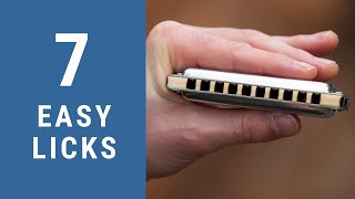 7 Easy Blues Harmonica Licks  C Harmonica Lesson  Free harp tab [upl. by Ikairik372]