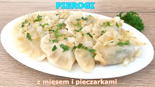 Najlepsze pierogi z mięsem z rosołu i pieczarkami 👌 idealne mięciutkie ciasto na pierogi 👍 przepis [upl. by Aihselef]