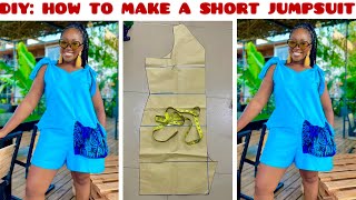 How to cut and sew a short Jumpsuit  Easy Cut together Short Romper Tutorial [upl. by Elysia198]