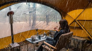 Camping in the Rain  Camping Alone in a pine forest where it rains 24 hours all day [upl. by Scheider]