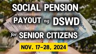 ✅SOCIAL PENSION PAYOUT FOR SENIORS NOV 1728 2024 [upl. by Iosep]