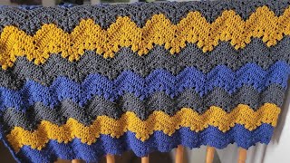 Granny Square Ripple Crochet Baby Blanket [upl. by Esinyt]