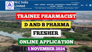 NLC INDIA PHARMACIST  TRAINE PHARMACIST JOB  APPRENTICE TRANING  PHARMACIST VACANCY 2024 job [upl. by Aicac788]