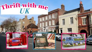 Thrift with me UK visiting 8 charity shops in one day MASSIVE HAUL books décor stamps Easter [upl. by Floridia]