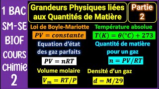 P2Grandeurs physiques liées aux quantités de matière  1BAC  BIOF [upl. by Atiana]