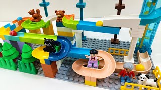 Calming Marble Run ASMR Building Blocks Lego Duplo Elevator Animals Shapes and Relaxing Sounds [upl. by Antonella33]