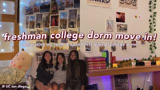 COLLEGE MOVE IN DAY  DECORATING my dorm vlog freshman year dorm decor vlog week zero college vlog [upl. by Eledoya896]