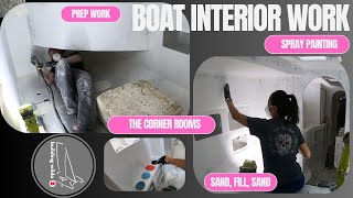 Attacking BOAT INTERIOR one last time  The 3 corner rooms  S03E09  Building Wilda  Catamaran [upl. by Alda]