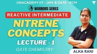 Reactive Intermediate  Warrior Series  Nitrene Concepts  Lecture 1  GATE Chemistry  Alka Rani [upl. by Reichel]