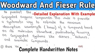 WOODWARD AND FIESER RULE  Basic Concepts  Examples  Handwritten NotesBSc [upl. by Annaoj]