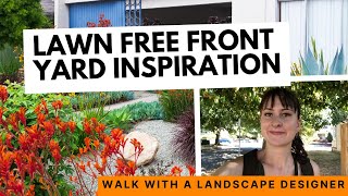 Finding Lawn Free Front Yard Inspiration 🪴 Walk with a landscape designer [upl. by Rocca]