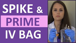 How to Prime IV Tubing Line  How to Spike a IV Bag for Nursing [upl. by Auqenes816]