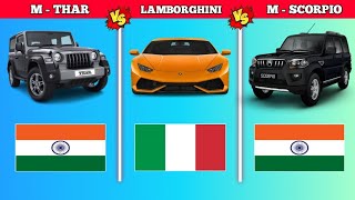 THAR vs LAMBORGHINI vs SCORPIO automobile fect eyeche trending thar hindumantra fectz shorts [upl. by Oirazan715]