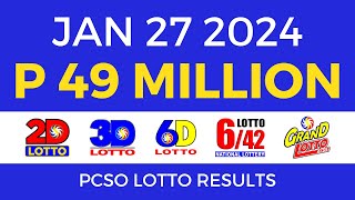 Lotto Result January 27 2024 9pm PCSO [upl. by Animrac]