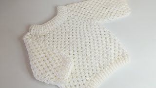 ABRIGO  SUETER  A CROCHET PARA BEBÉ  PASO A PASO  MODELO UNISEX  0 A 3 MESES [upl. by Ainitsirk151]