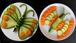 2 Beautiful Butterfly Decoration With Cucumber and Carrot  Easy Salad Decoration Ideas  Salad Art [upl. by Ecnarretal]