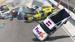 Massive Racing Pileup Crashes 3  BeamNG Drive [upl. by Sordnaxela885]