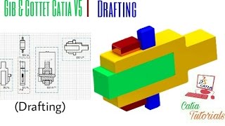 Gib and Cotter Joint Catia V5Assembly Drafting  Catia Tutorials [upl. by Zanlog]