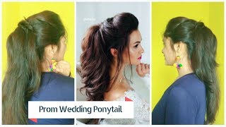 ★Easy Prom Ponytail Hairstyle for Bride  Fancy Wedding Half UpDown Hair Tutorial [upl. by Kraus]